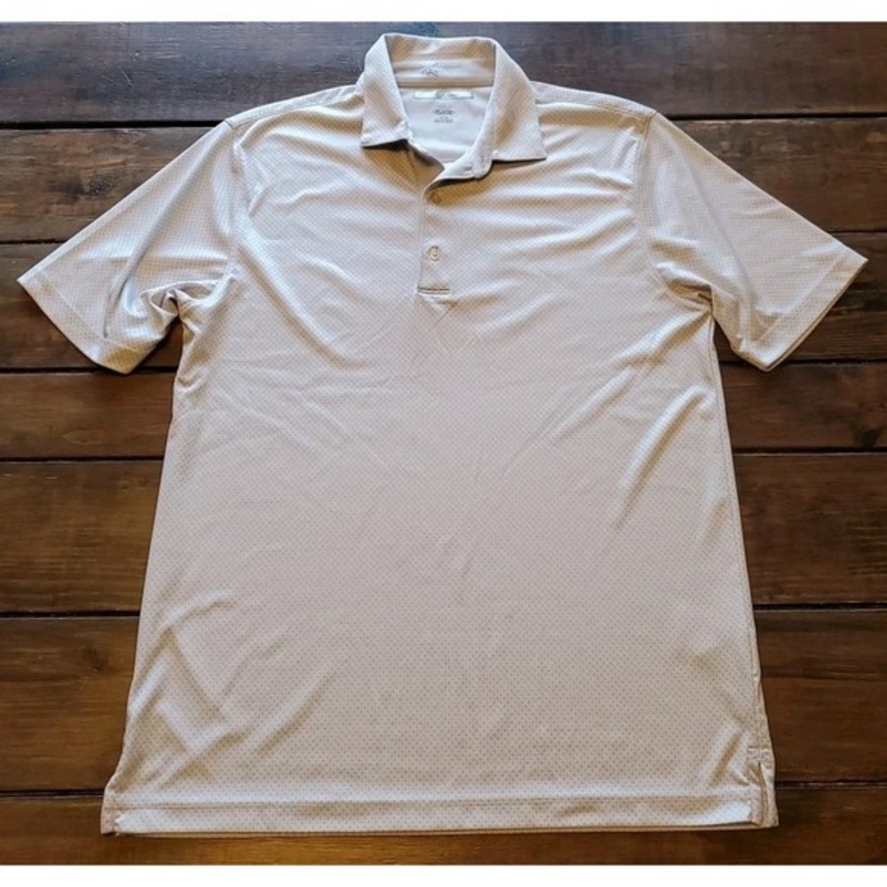 Greg Norman Polo Shirt Mens Medium‎ Grey Pattern Short Sleeve Active Performance